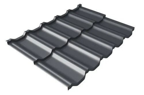 Металлочерепица модульная Квинта Uno Grand Line c 3D резом 0,5 Velur RAL 7024 мокрый асфальт купить в Красноярске