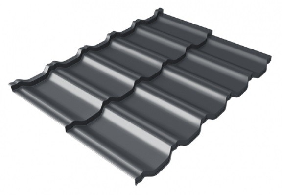 Металлочерепица модульная Квинта Uno Grand Line c 3D резом 0,5 Satin Мatt RAL 7024 мокрый асфальт купить в Красноярске