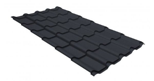 Металлочерепица камея GL 0,5 GreenCoat Pural RR 23 темно-серый (RAL 7024 мокрый асфальт) купить в Красноярске