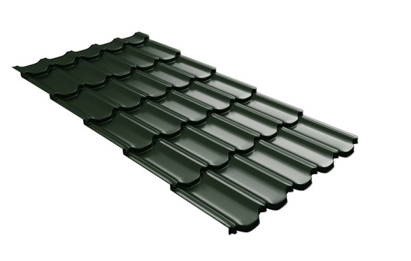 Металлочерепица квинта плюс с 3D резом 0,5 GreenСoat Pural Matt RR 11 темно-зеленый (RAL 6020 хромовая зелень) купить в Красноярске