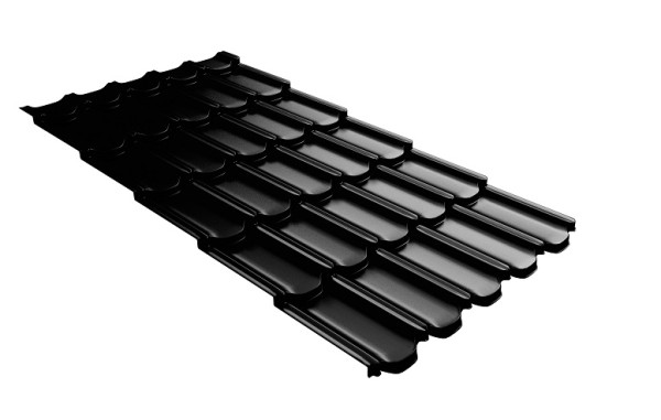 Металлочерепица квинта плюс с 3D резом 0,5 GreenСoat Pural Matt RR 33 черный (RAL 9005 черный) купить в Красноярске