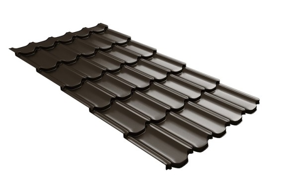 Металлочерепица квинта плюс с 3D резом 0,5 GreenСoat Pural RR 32 темно-коричневый (RAL 8019 серо-коричневый) купить в Красноярске