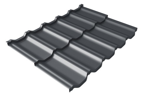 Металлочерепица модульная Квинта Uno Grand Line c 3D резом 0,45 PE RAL 7024 мокрый асфальт купить в Красноярске