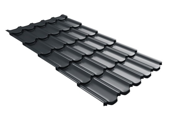 Металлочерепица квинта плюс с 3D резом 0,5 Satin RAL 7016 антрацитово-серый купить в Красноярске