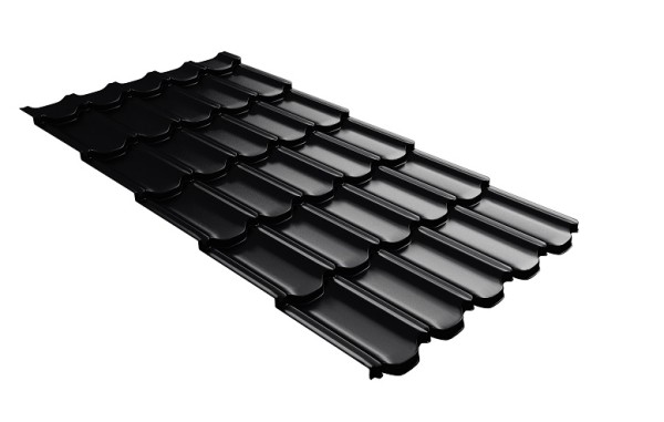 Металлочерепица квинта плюс с 3D резом 0,5 Satin RAL 9005 черный купить в Красноярске